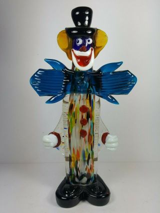 Large Impressive Retro Vintage Murano Glass Clown Figure 12 Inches Tall