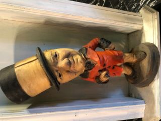 Vintage Hand Painted Detailed Chalkware W.  C.  Fields Big Head Figural Statue