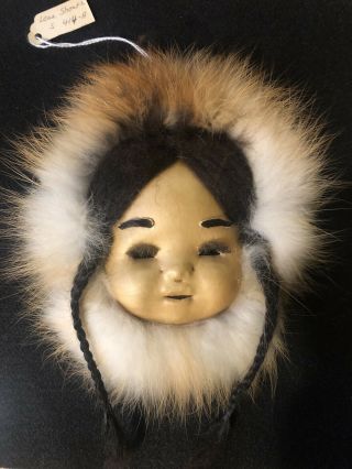 Alaskan Hide And Fur Mask,  Inuit,  Vintage