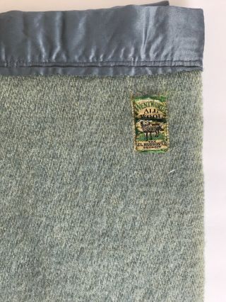 Vintage Wentworth Blue Wool Blanket J.  L.  Hudson 