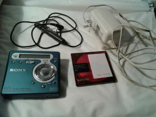 Vintage Sony Recording Md Walkman Mz - R700/remote/charger/disc Blue Work