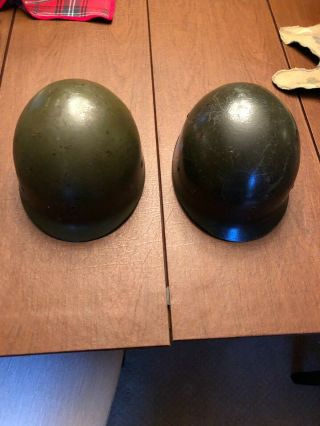 Two M1 Us Helmet Liners With Camoflage Cover Vintage