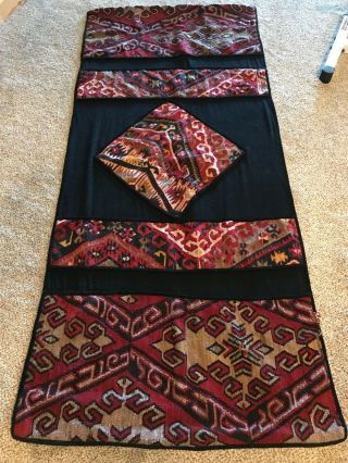 Vintage Hand Woven Wool Blanket Rug Tapestry 90x39 Unknown Origin 2