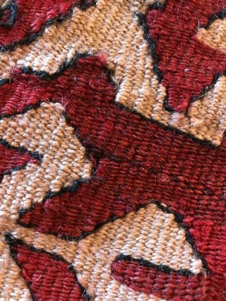 Vintage Hand Woven Wool Blanket Rug Tapestry 90x39 Unknown Origin 3
