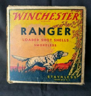 Vintage Winchester Ranger 12 Ga Smokeless 7 - 1/2 Shot Empty Box Aa