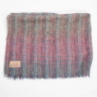 John Hanley Lap Blanket Throw Mohair Wool Plaid Made In Ireland Fringe 42 X 57
