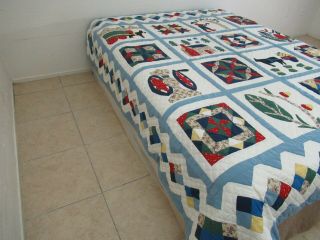 QUEEN Vintage Hand Sewn & Quilted Applique BALTIMORE ALBUM Quilt By ARCH Quilts 3