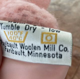 Vintage Faribo Pink Woven Blanket Satin Trim USA Made Faribault Woolen Mill Co 2