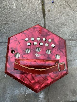 Silvagni.  Made In Italy.  Red Pearl Vintage Concertina.