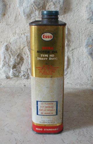 Vintage France french oil can tin ESSO Extra Motor auto old 2 L 18 2