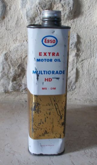 Vintage France french oil can tin ESSO Extra Motor auto old 2 L 13 2