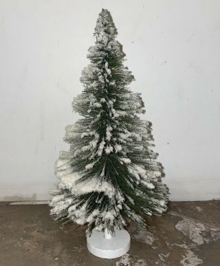 Vintage Flocked Bottle Brush Christmas Tree 12.  5” Tall