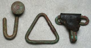 Civil War Relics 3 U.  S.  Regulation Brass Knapsack Hooks Dug In Central Virginia