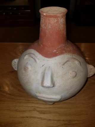 Quapaw Indian Pottery Contemporary Water Bottle Head Pot 10 In.  Tall 9 3/4 Wide.
