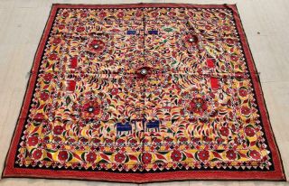 70 " X 64 " Handmade Embroidery Old Tribal Ethnic Wall Hanging Decor Tapestry