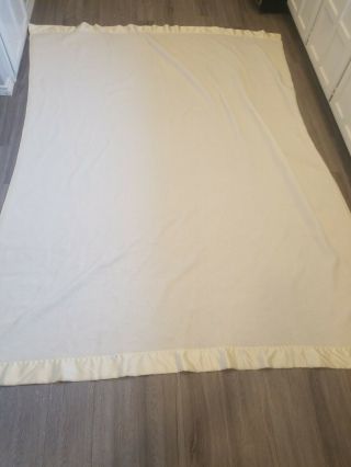 Vintage off White Polyester Blanket Silky Satin Edge woven soft basketweave mcm 2