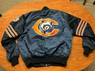 Mens Vintage Starter Chicago Bears Button Up Huge Logo Satin Jacket Size Large