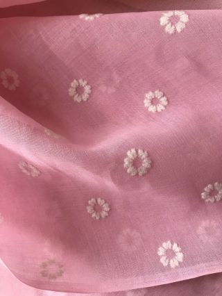 Vintage Pink Flocked Floral Sheer Fabric Two Yards Deadstock Width 44”