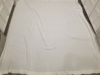 Vintage White Polyester Blanket Silky Satin Edge Woven Soft Basketweave