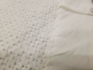 Vintage White Polyester Blanket Silky Satin Edge woven soft basketweave 3