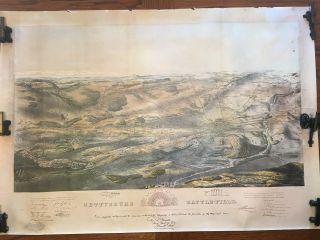 Bachelder Meade Gettysburg Battlefield Map Dated 1863