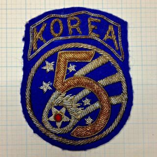 Vintage Usaf Uniform Patch,  Bullion On Felt 5th.  Air Force Korea,  Theatre Made