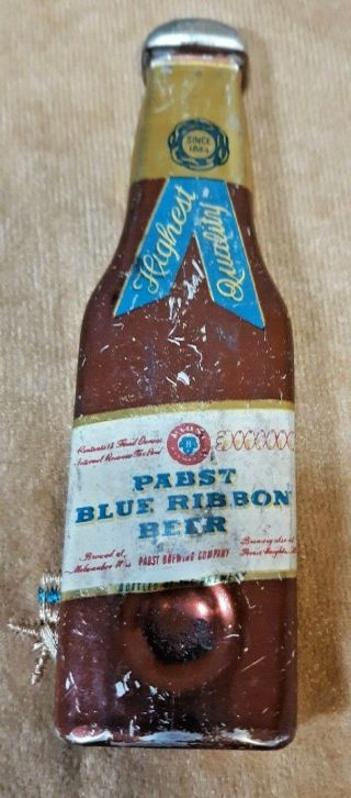 Pabst Blue Ribbon Shaped Figural Metal Beer Bottle Opener 4.  25 " Vintage Barware