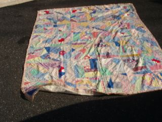 Vintage Handmade Patchwork Quilt Comforter 78 " X 68 " Good Use Of Color