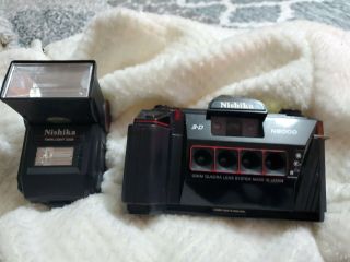 Vintage Nishika N8000 35mm Quadrascopic Stereo 3d Camera Powers On,  Shutter