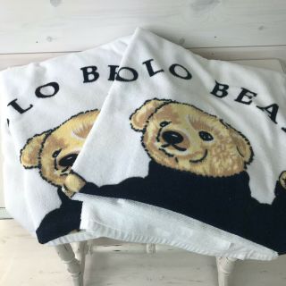 Vintage Ralph Lauren Polo Bear Cotton Beach Towels - Pair