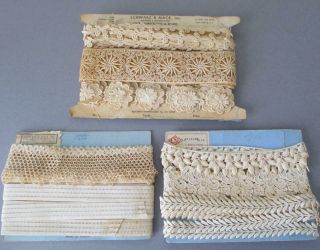3 Bolts Vintage French LACE Guipure Embroidered Trims 3/4 