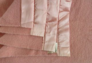 Vintage Faribo Twin 100 Wool Blanket W Satin Trim Perfect Pink 68x86 " Usa