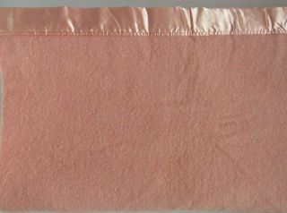 Vintage Faribo Twin 100 Wool Blanket w Satin Trim Perfect Pink 68x86 