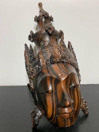 Vtg Rare Balinese Carved Wood Mid Century Exotic Mask Art Statue Sculpture