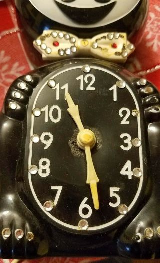 Vintage 1960 ' s kit cat clock,  electric,  D8 Black Jeweled 2