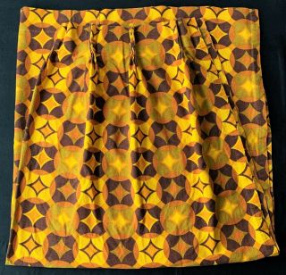 Mid Century Modern Mcm Curtians Drapes 2 Panels Gold Yellow Brown Atomic Star