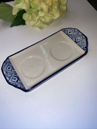 Javier Servin Mexico Art Pottery - Blue White Moriage 2 Small Shot Glasses Etc
