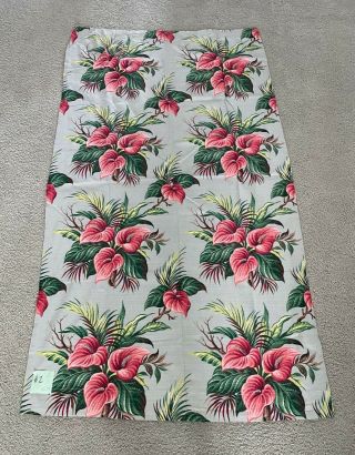 Vintage 1940s Floral Barkcloth Panel Drapery 44 X 77 Vat Prints 2.  13 Yds 2