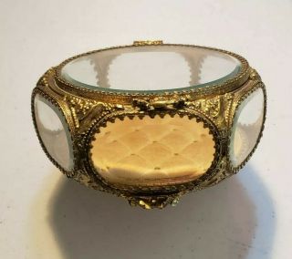 Vintage Gilt Ormolu Jewelry Casket Trinket Box