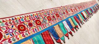 225 " X 23 " Ethnic Embroidery Rabari Tapestry Decor Door Valance Indian Toran/trim
