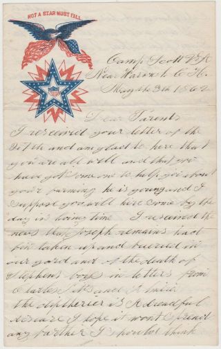 1862 Civil War Soldier Letter Siege Of Yorktown Va - Patriotic Stationery