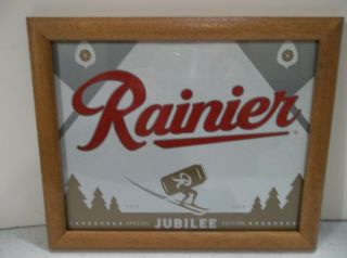 Rainier Beer Jubilee Special Edition Logo Sign Picture 11 " X 9 " Wood Frame