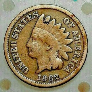 1862 Copper Nickel Indian Head Cent Civil War Era
