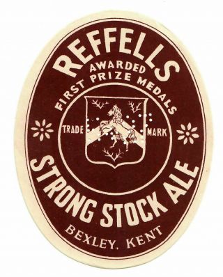 Beer Label: Reffell,  Bexley,  Strong Stock Ale 95mm Tall