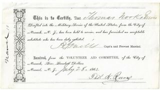 1864 Civil War “naval” $400 Cert.  Furnishing A Draft Substitute “draft Dodger "