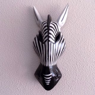 African Zebra Animal Wooden Mask Wall Hanging Home Decor Souvenir Solid Wood