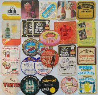Vintage Ale Drinks Mats Coasters C1970s Britvic Babycham Vimto Pony Nuts
