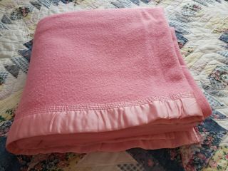 Vintage Pink Laconia Wool Blanket 66 X 94 Full Queen