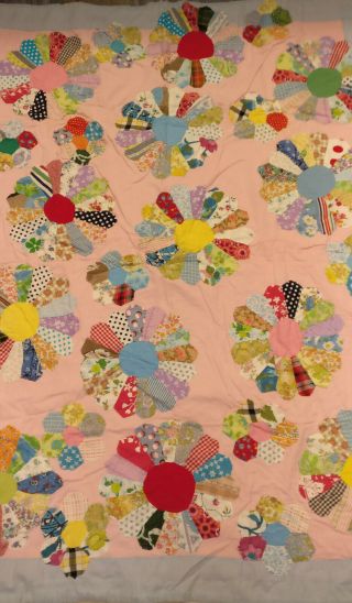 Vintage Hand Sewn Hand Tied Baby Crib Quilt 40 " X 52 "
