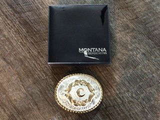 Vintage Montana Silversmiths Cowboy Western Belt Buckle Initial C Monogram Niob
